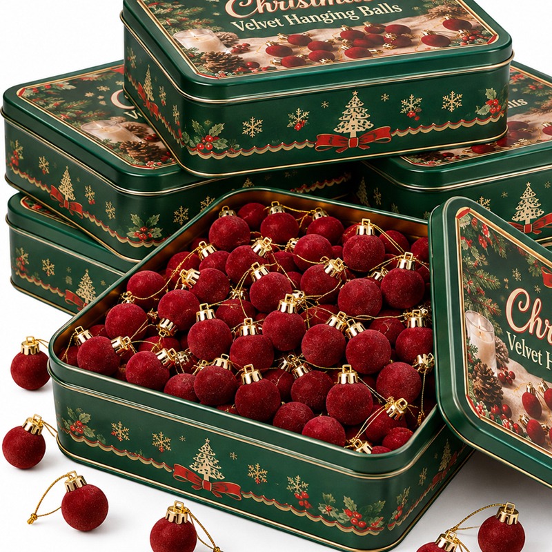 Home Decor Indonesia - Bolas navideñas de terciopelo rojo vino