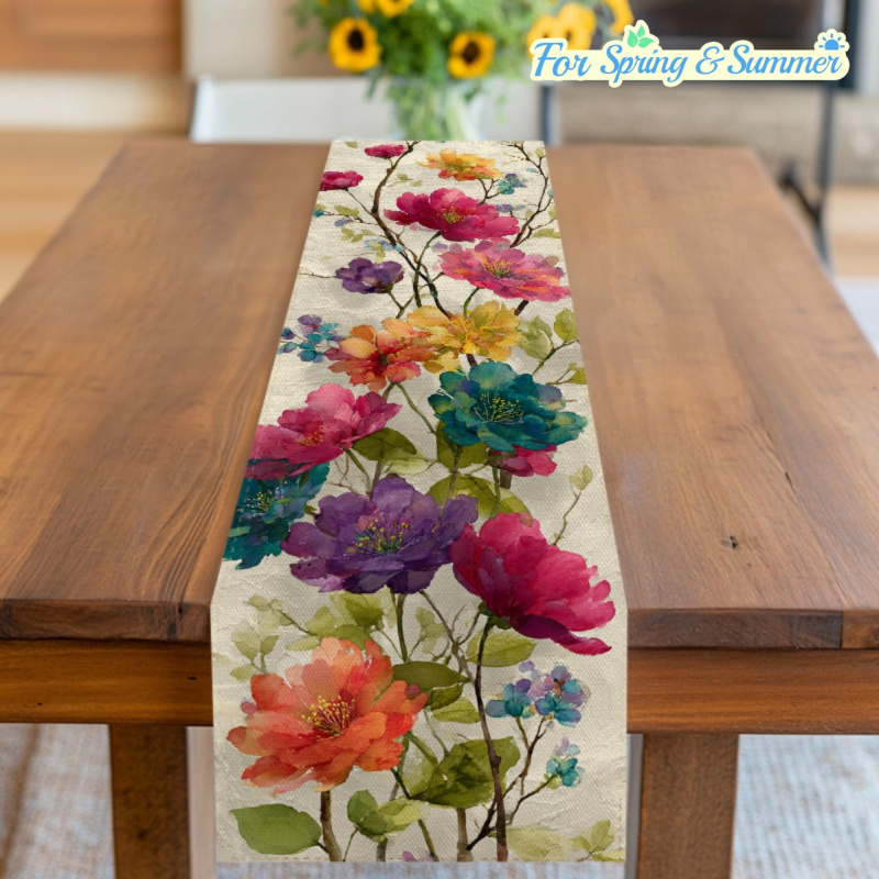 Linen Table Runner - VIKAMA Camino de mesa con estampado