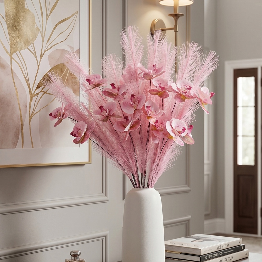 Pampas Grass Decor - Tallo de Orquídea Phalaenopsis, Flor Artificial