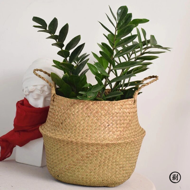 Rattan Plant Basket - Cesta de mimbre para juguetes, organizador