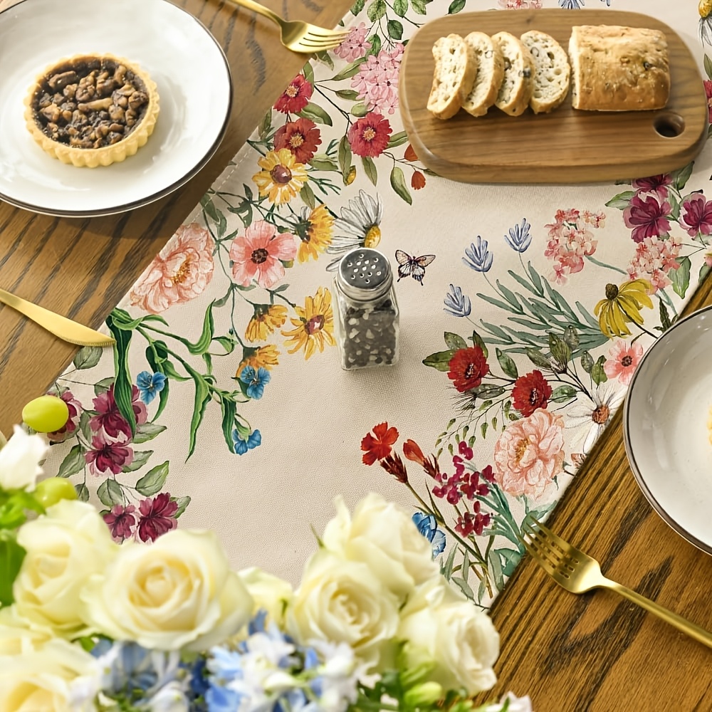 1 camino de mesa floral colori - Linen Table Runner reseña y precio