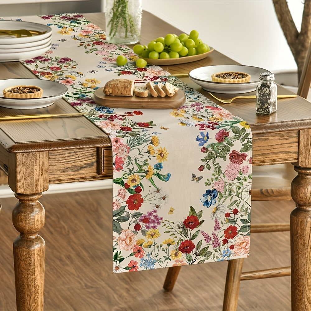 1 camino de mesa floral colori - Linen Table Runner reseña y precio
