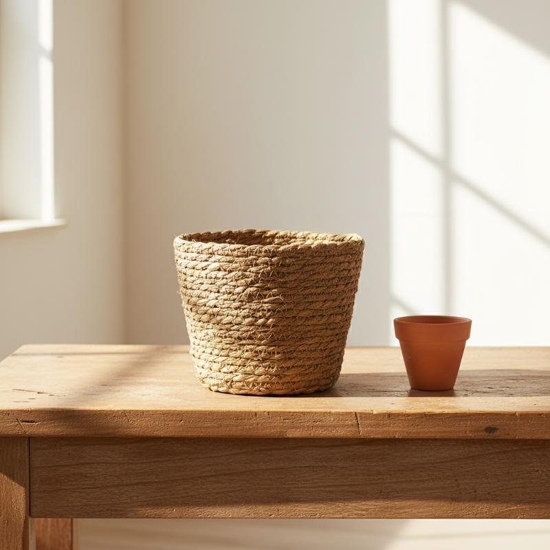 Maceta de Mimbre, Cesta de Flo - Rattan Plant Basket reseña y precio