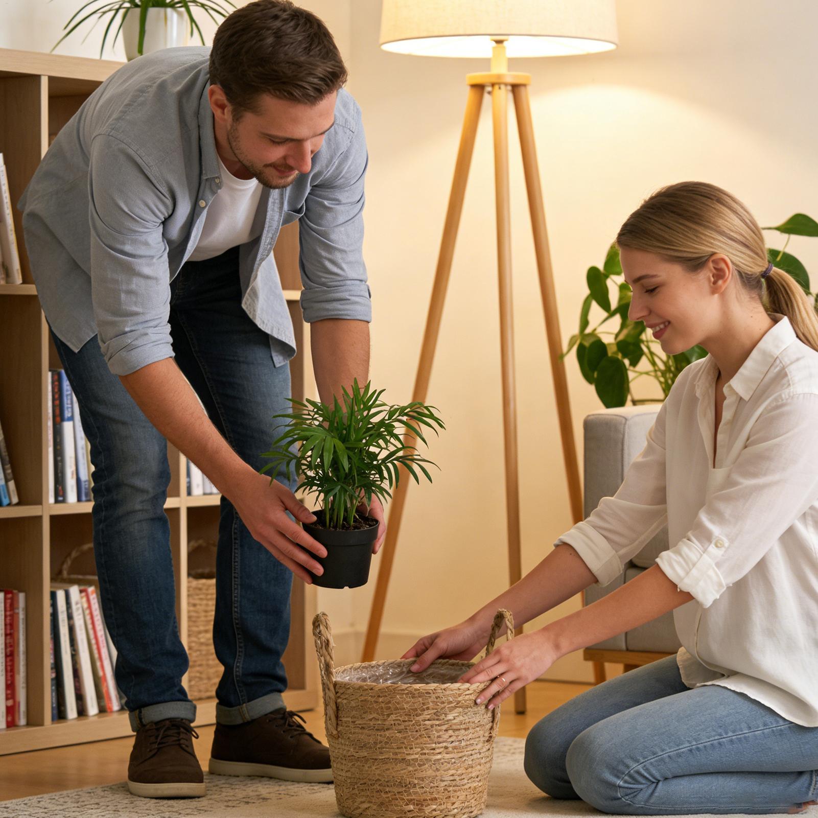 Cesta para plantas, maceta de  - Rattan Plant Basket reseña y precio