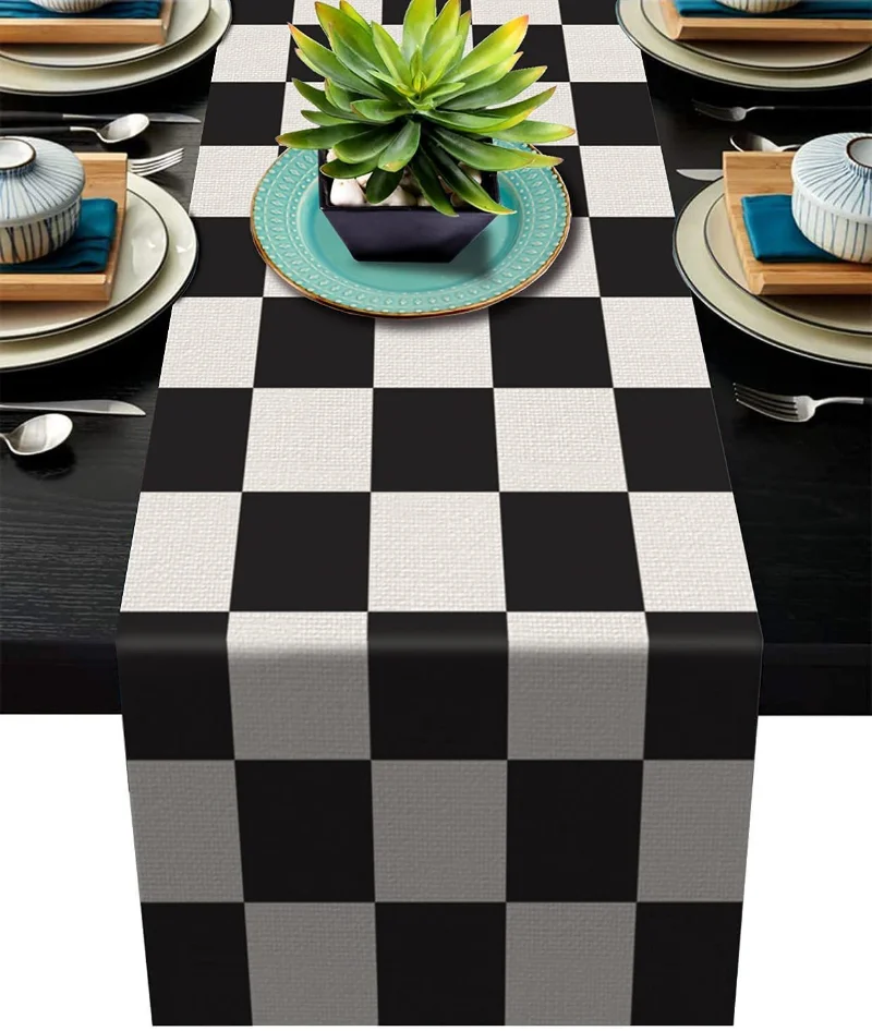 Nuevo camino de mesa geométric - Linen Table Runner reseña y precio