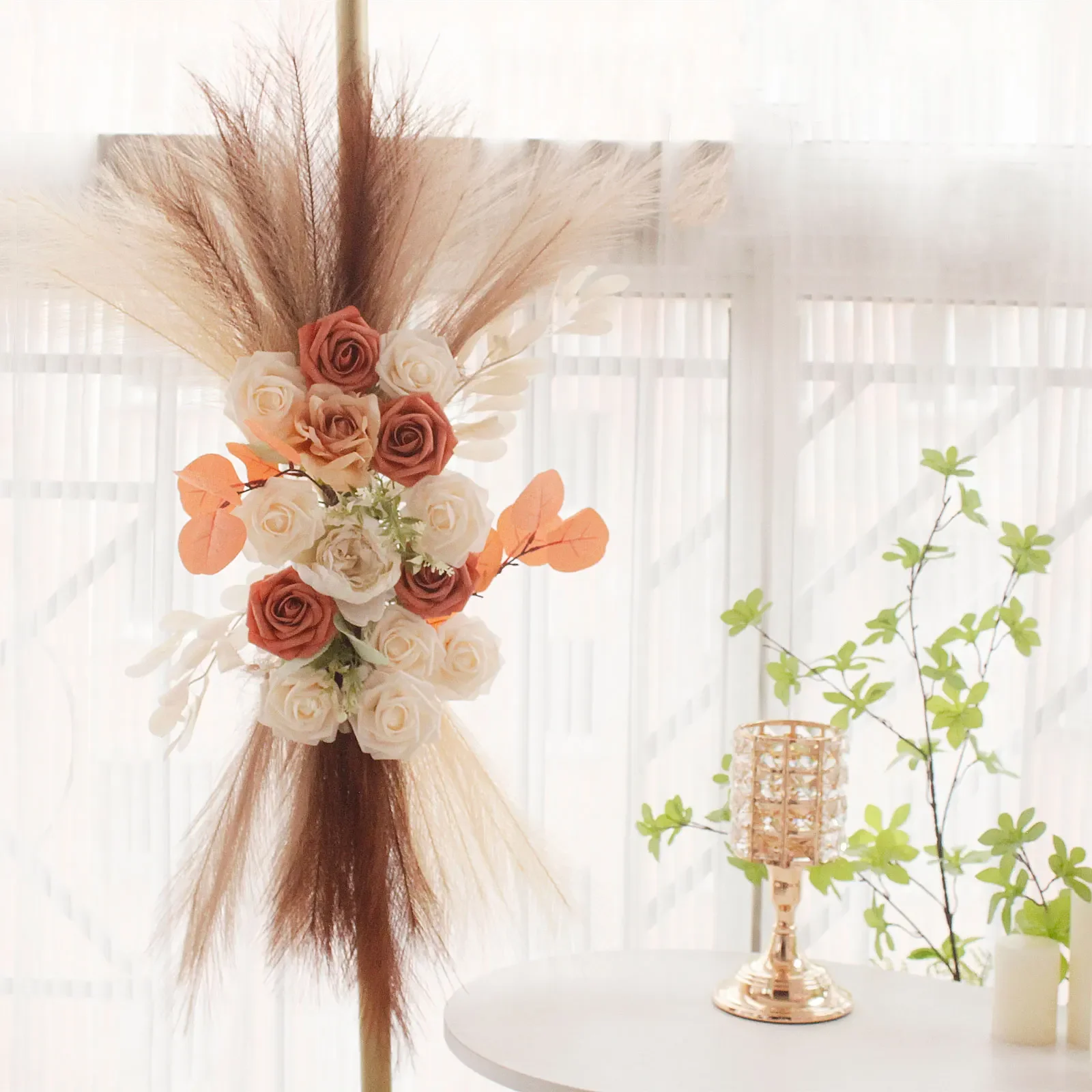 Arco de boda bohemio con flore - Pampas Grass Decor reseña y precio